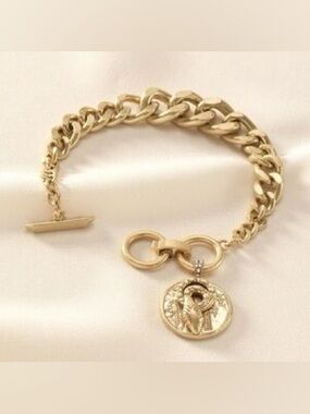 Stella & Dot Celine Wrap Gold Chain Bracelet with Coin Charm